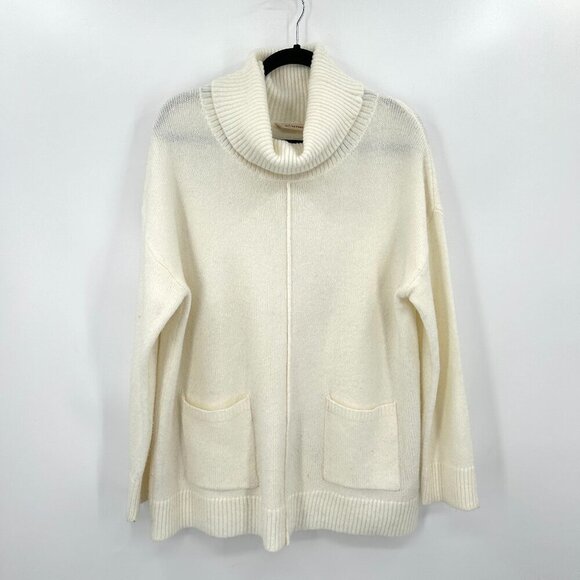 SOFT SURROUNDINGS *Flawed Ivory White Soft Wool Blend Boxy Turtleneck Sweater XL - Picture 1 of 9